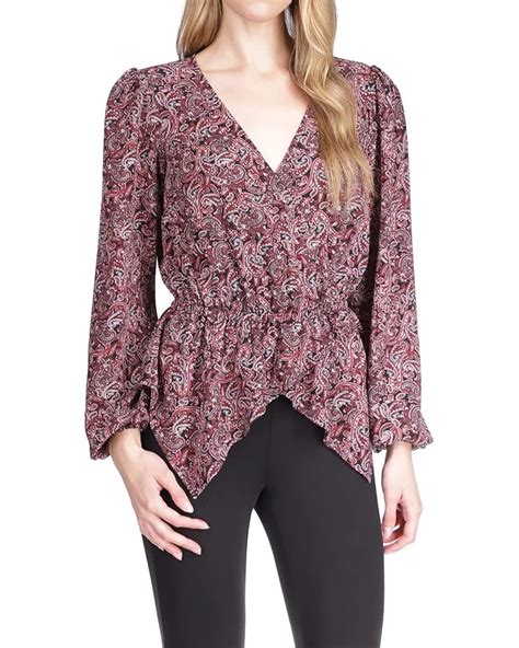 michael kors black sleeveless blouse top|Michael Kors paisley wrap top.